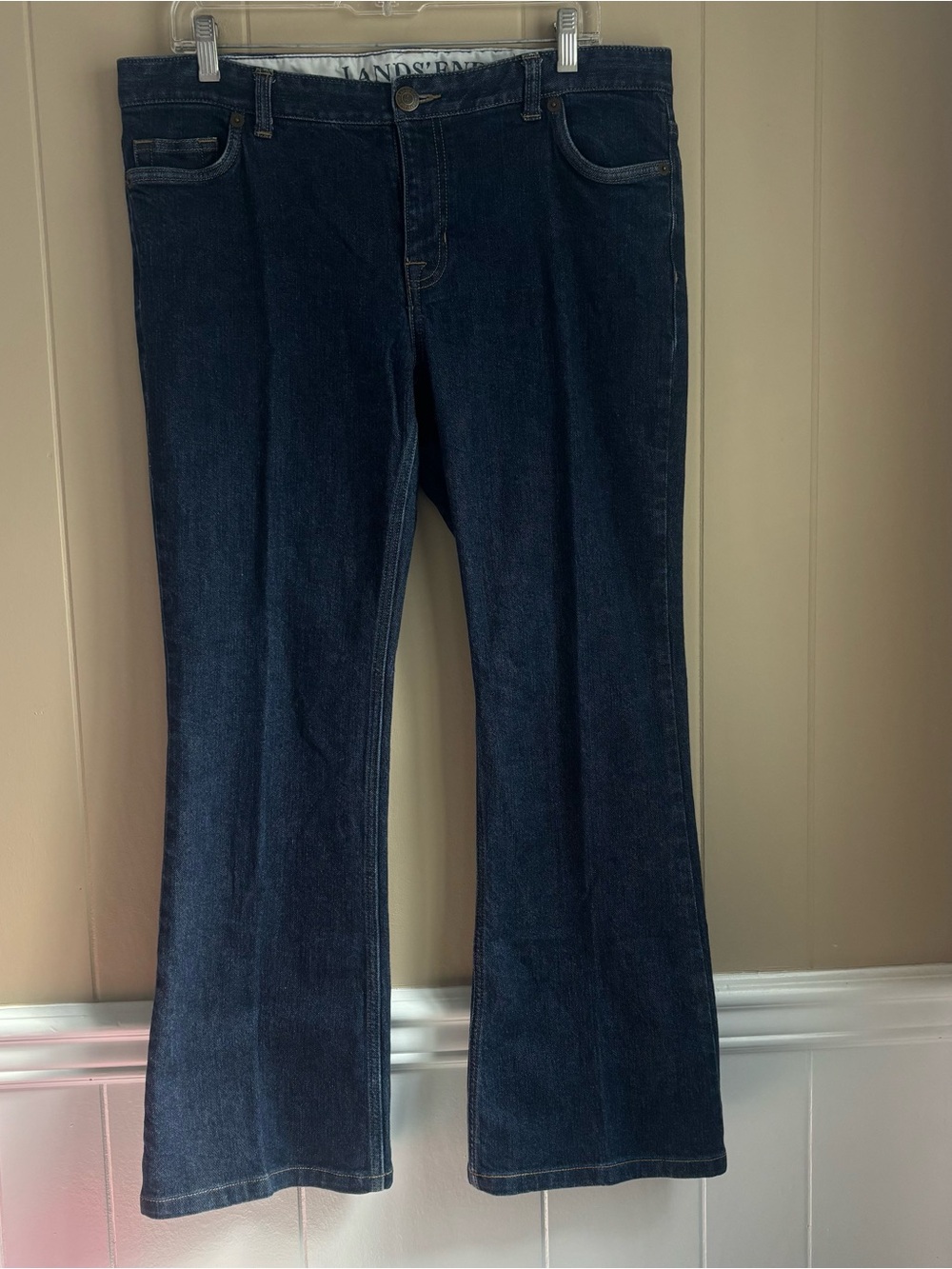 Lands' End Women's Dark Wash Bootcut/Flare Leg Denim Jeans Size 12 Stretch